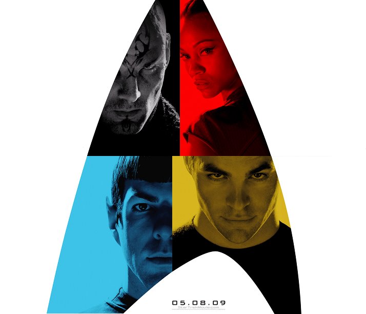 Star Trek Teaser Character Movie Posters Combined - Eric Bana as Nero, Zoe Saldana as Uhura, Zachary Quinto as Spock & Chris Pine as Kirk