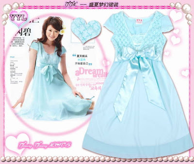 فساااتين قصيره Cute+Big+ribbon+dress+(CO2561)Free+Size+(Chest80-84CM+Long85CM)+blue+%2428