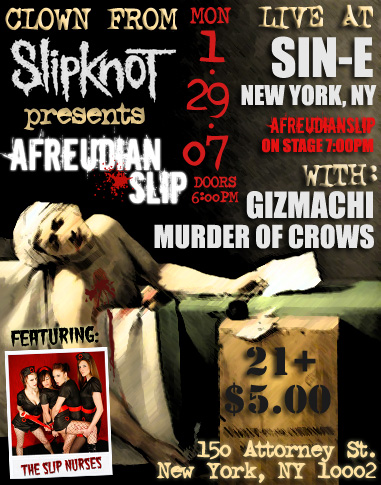 Clown from Slipknot hosting showcase at Sin-e