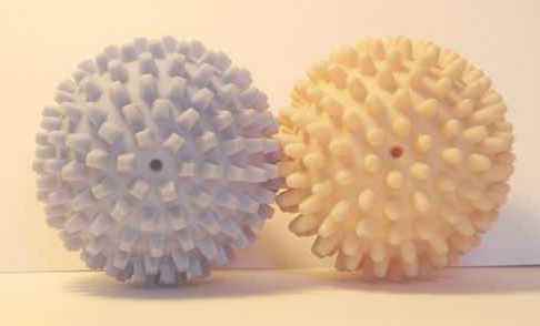 Spiky plastic balls kicked into touch
