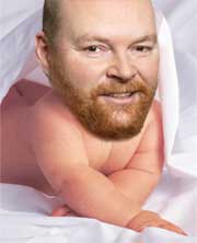 Euan Kerr's head on an infant's body
