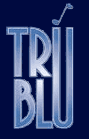 Logo for TRUBLU where TRU is stacked on top of BLU and there is one tall U shared by both words