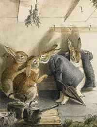 Beatrix Potter - The Rabbits' Christmas Party (1890s) detail