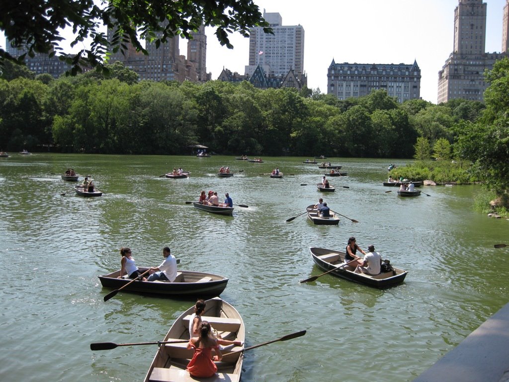 Boaters on the Big Lake in Central Park