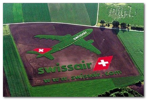 swiss air ad in a field