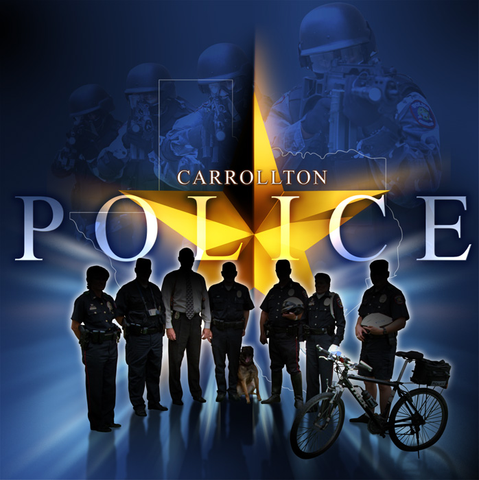 can you see the swat guys with automatic weapons in the background?  And this is the Carrolltons Police's LOGO!