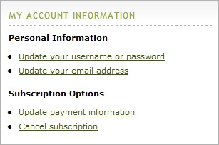 Subscribers can cancel online on the My Account page