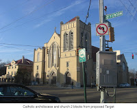 Sacred Heart Church, 2 blocks from proposed Target