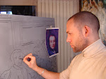 préparation d 'un tableau , ici Raphaël DAGHER