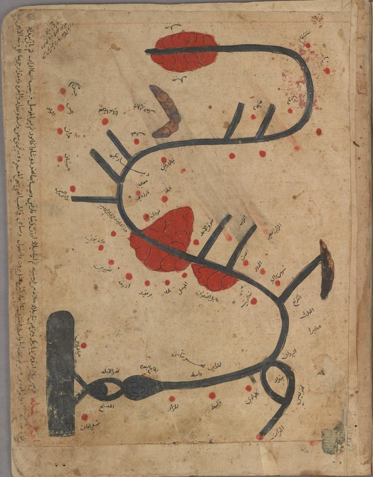 Tigris Map - river map from Islamic treatise