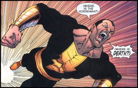 BLACK ADAM goes in search of AZRAEUZ - a search that will end with the deaths of millions, as seen in: 52 #45!