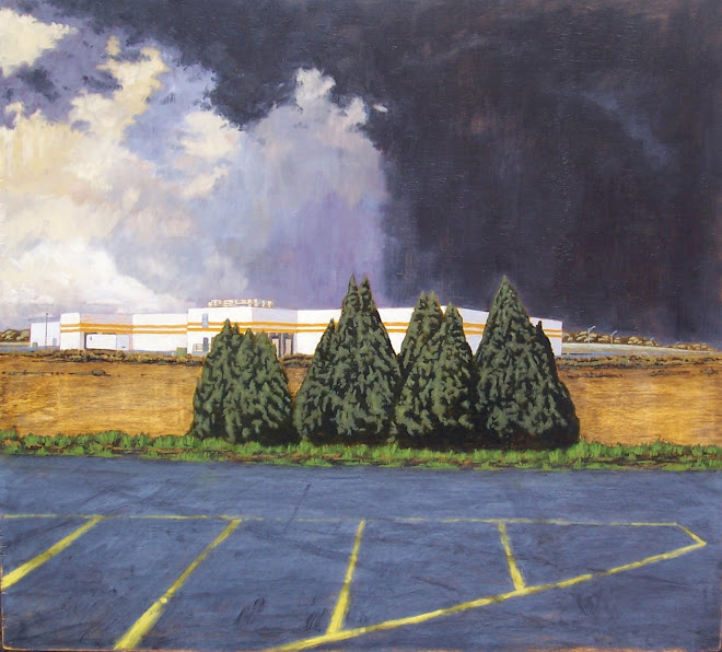 "Thunderstorm at the Store" 2005, oil on panel, 18" x 20"