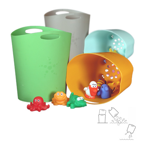 nesting buckets for bath toy storage; inner one 0 the scopper - has drain holes