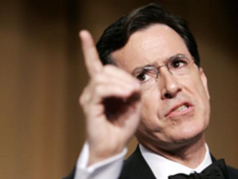 Stephen Colbert wagging his finger