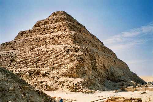 The step pyramid of Djoser at Saqqara, the first pyramid in Egyptian history