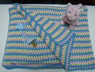 أجمل الاشياء من الكروشيه Colcha+crochet+rosa+azul+amarelo+para+bebe