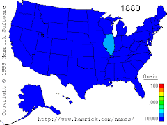 Eayrs distribution in US, 1880