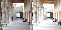 Before and after details from a photo in which an errant tourist walked into the shot and was later removed