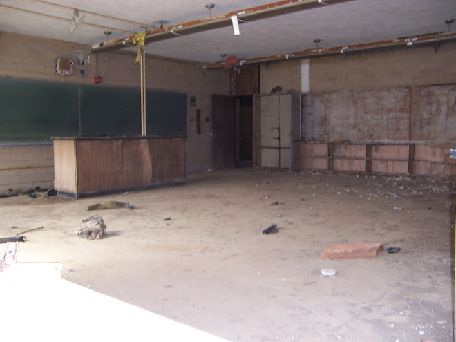 The wrecked science lab at a senior high school in the 9th ward.