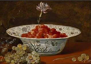 [OMP13128500501~Strawberries-with-a-Carnation-in-a-Chinese-Wanli-Bowl-and-Grapes-on-a-Ledge-Posters.jpg]