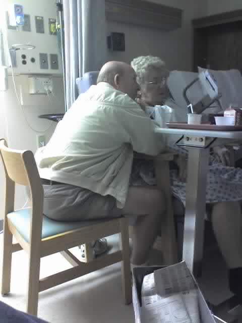 Mom and Dad in the Hospital.  She is looking much better now!