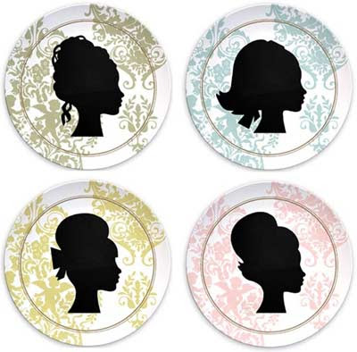 Silhouettes Of Women. Silhouettes melamine plate set