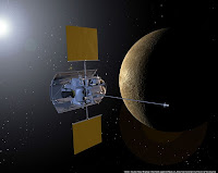 Representación gráfica de la Sonda Messenger sobre Mercurio