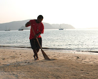 Sweeping the beach