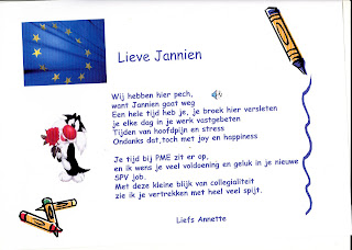 Verwonderlijk PME neemt afscheid van Jannien: Een gedicht... FA-14
