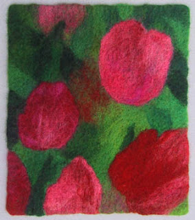 Spark Fiber Arts: Watercolor-Felt Tulips 3 In Process