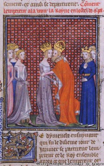 O imperador Carlos IV recebe a rainha e esposa de Carlos V