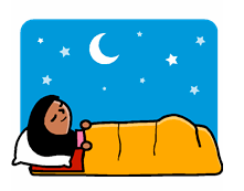 Girl sleeping under moon and stars
