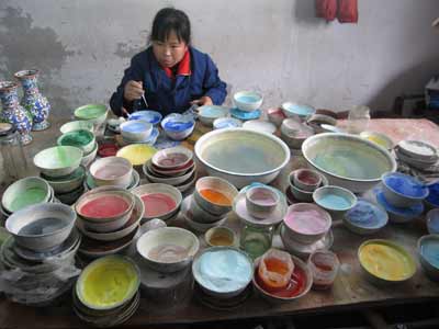 The art of cloisonne coloring in Beijing