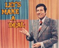 picture of Let's Make a Deal with Monty Hall on an orange background