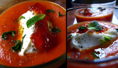 recettes Gaspacho de tomates aux mouillettes de chèvre