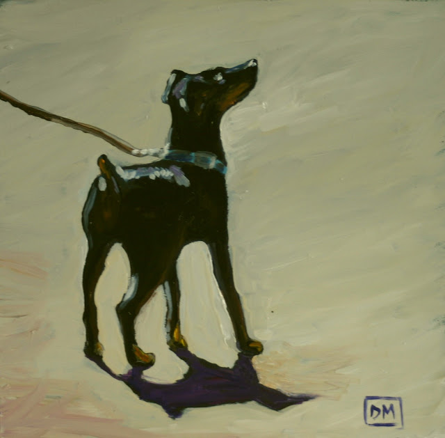 painting of a manchester terrier, dog painting