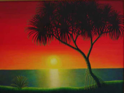 View Lukisan Pemandangan Waktu Senja